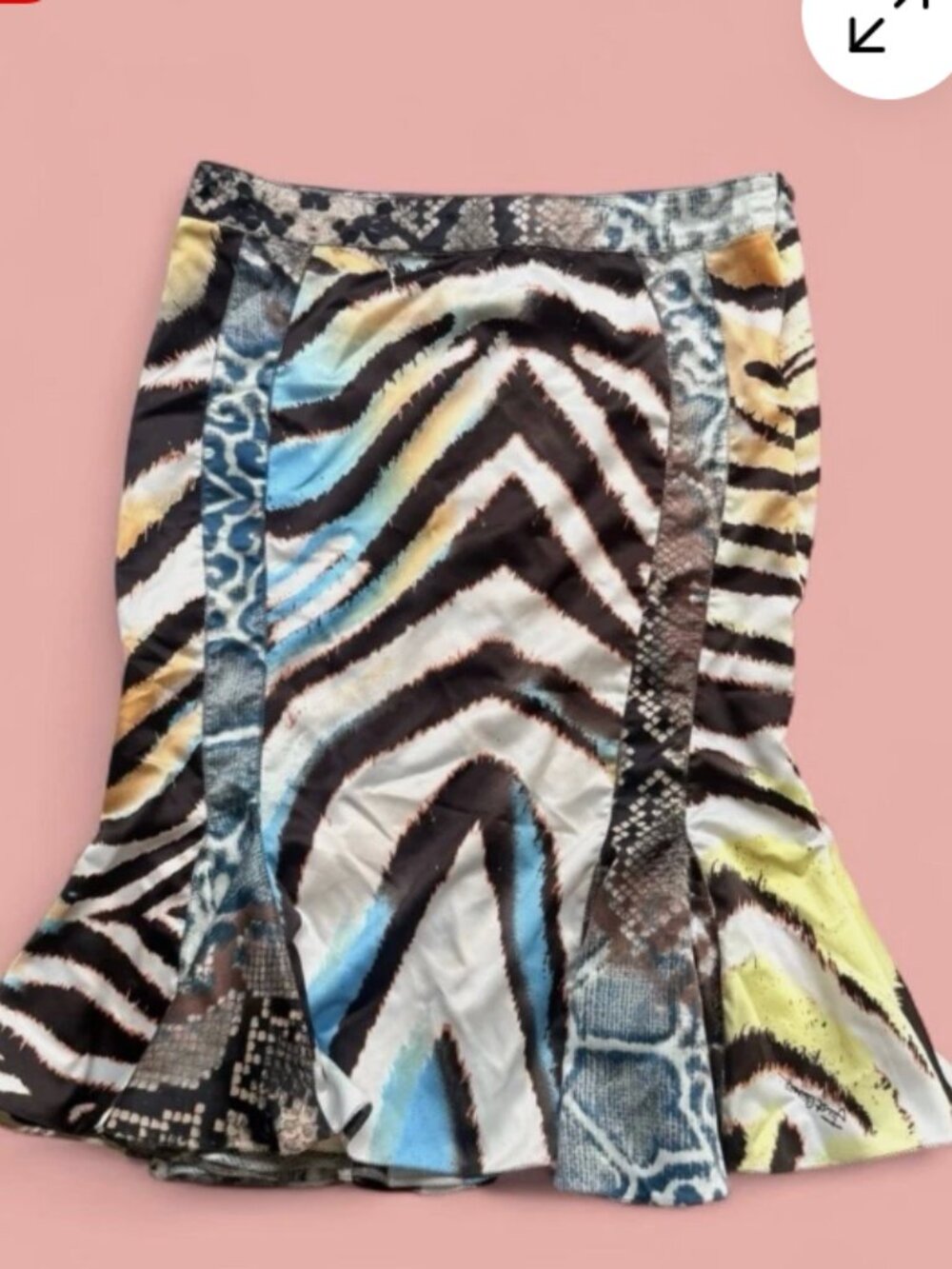 Just Cavalli Zebra Leopoard Print Midi Skirt